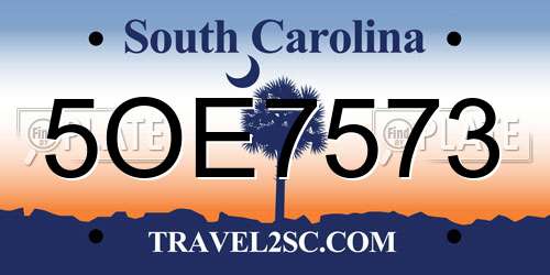 5OE7573 South Carolina License Plate