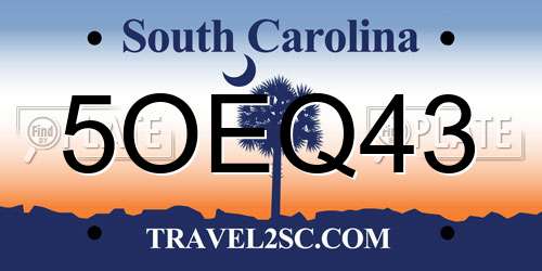 5OEQ43 South Carolina License Plate
