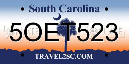 5OET523 South Carolina License Plate
