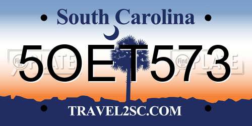 5OET573 South Carolina License Plate