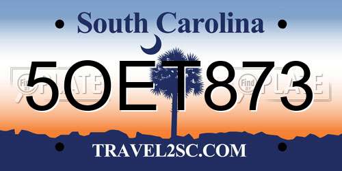 5OET873 South Carolina License Plate