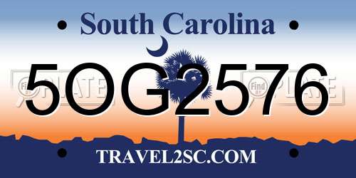 5OG2576 South Carolina License Plate