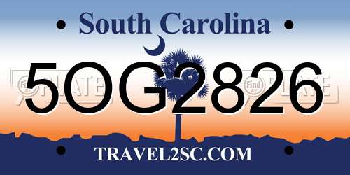 5OG2826 South Carolina License Plate