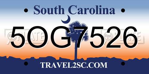 5OG7526 South Carolina License Plate