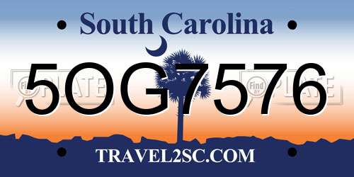 5OG7576 South Carolina License Plate