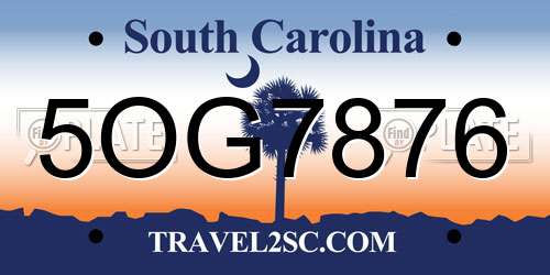 5OG7876 South Carolina License Plate