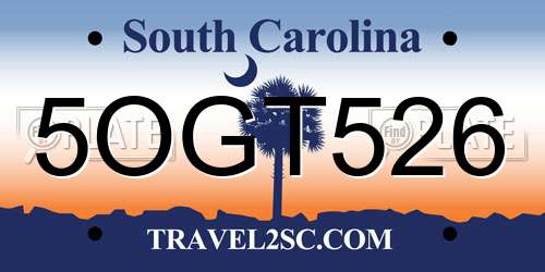 5OGT526 South Carolina License Plate