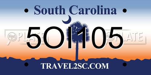 5OI105 South Carolina License Plate