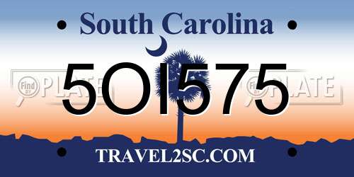 5OI575 South Carolina License Plate