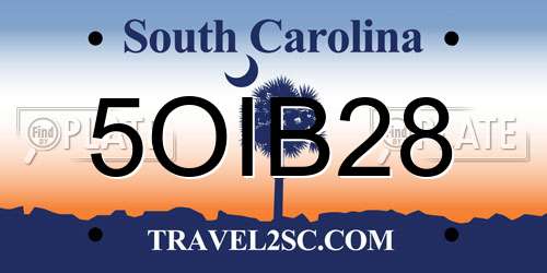 5OIB28 South Carolina License Plate