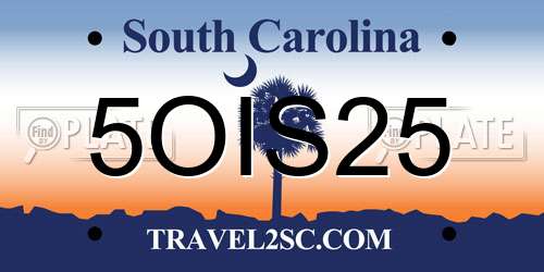 5OIS25 South Carolina License Plate