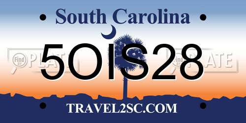 5OIS28 South Carolina License Plate