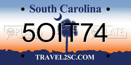 5OIT74 South Carolina License Plate