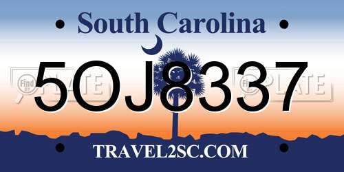 5OJ8337 South Carolina License Plate