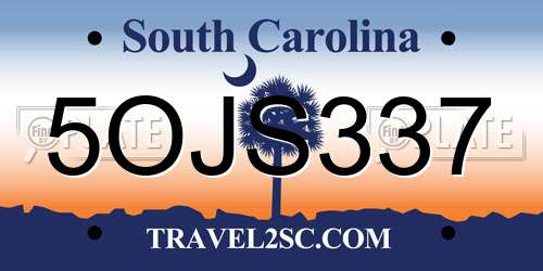 5OJS337 South Carolina License Plate