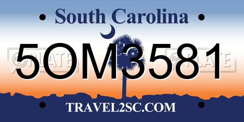 5OM3581 South Carolina License Plate