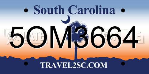 5OM3664 South Carolina License Plate