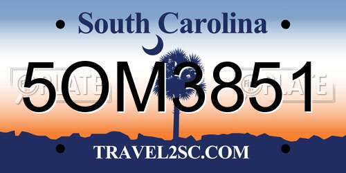 5OM3851 South Carolina License Plate