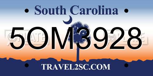 5OM3928 South Carolina License Plate