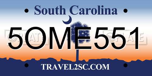5OME551 South Carolina License Plate