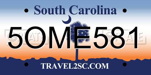 5OME581 South Carolina License Plate