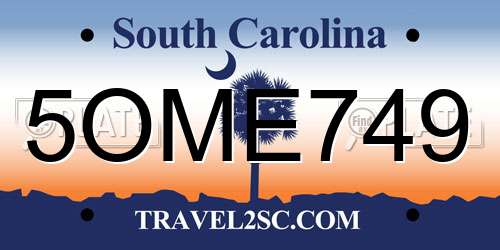 5OME749 South Carolina License Plate