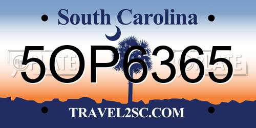 5OP6365 South Carolina License Plate