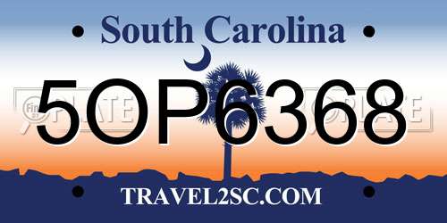 5OP6368 South Carolina License Plate
