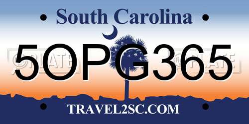 5OPG365 South Carolina License Plate