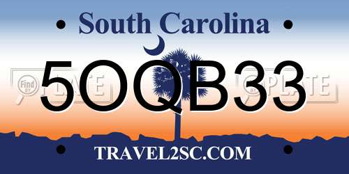 5OQB33 South Carolina License Plate