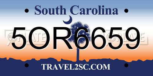 5OR6659 South Carolina License Plate