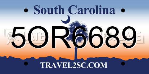 5OR6689 South Carolina License Plate