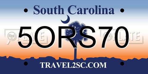 5ORS70 South Carolina License Plate