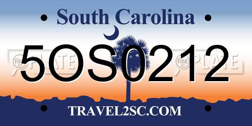 5OS0212 South Carolina License Plate