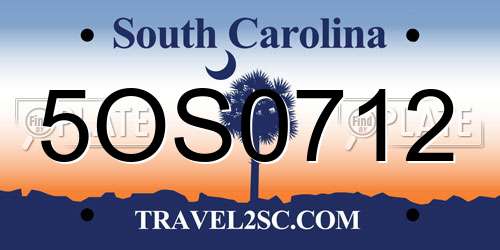 5OS0712 South Carolina License Plate