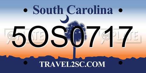 5OS0717 South Carolina License Plate