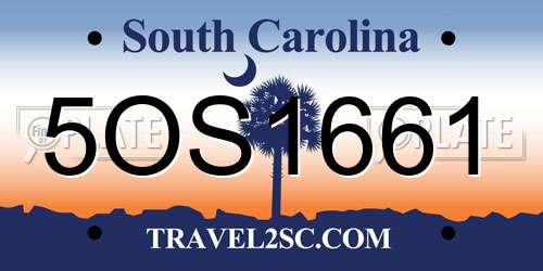 5OS1661 South Carolina License Plate