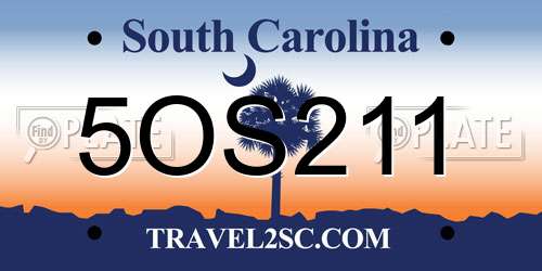 5OS211 South Carolina License Plate