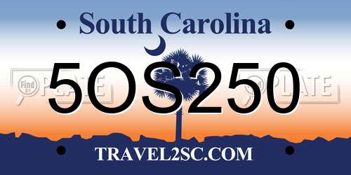 5OS250 South Carolina License Plate