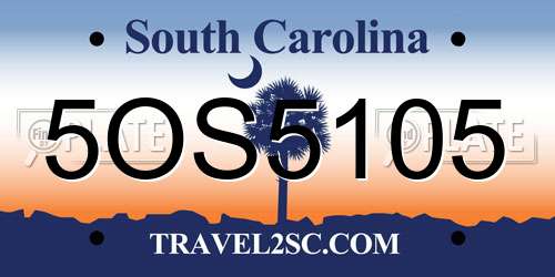 5OS5105 South Carolina License Plate