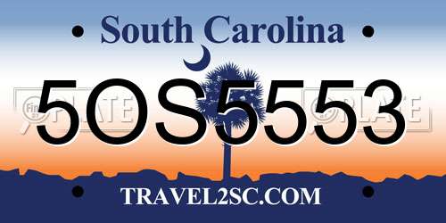 5OS5553 South Carolina License Plate