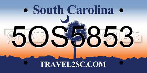 5OS5853 South Carolina License Plate