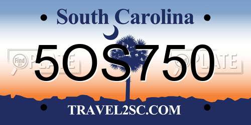 5OS750 South Carolina License Plate