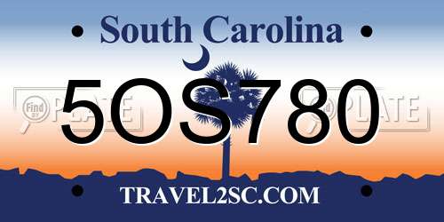 5OS780 South Carolina License Plate