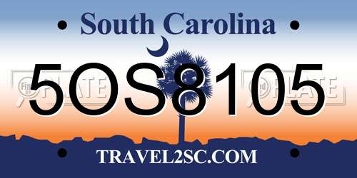5OS8105 South Carolina License Plate
