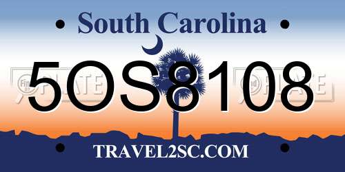 5OS8108 South Carolina License Plate
