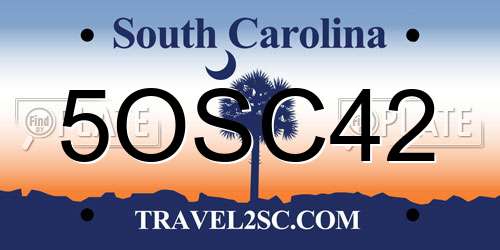 5OSC42 South Carolina License Plate