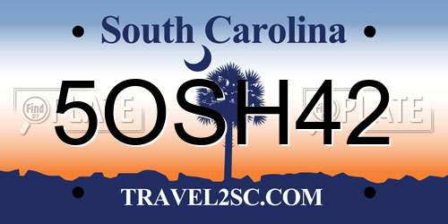 5OSH42 South Carolina License Plate
