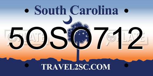 5OSO712 South Carolina License Plate