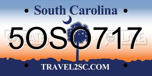 5OSO717 South Carolina License Plate
